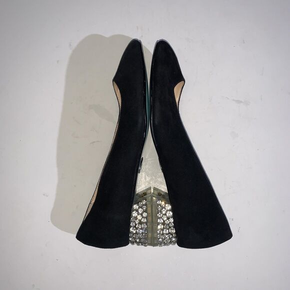 Betsey Johnson Shoes Womens Size 6.5 Black Rhinestone Block Heel Pumps SB Frida - Picture 8 of 10